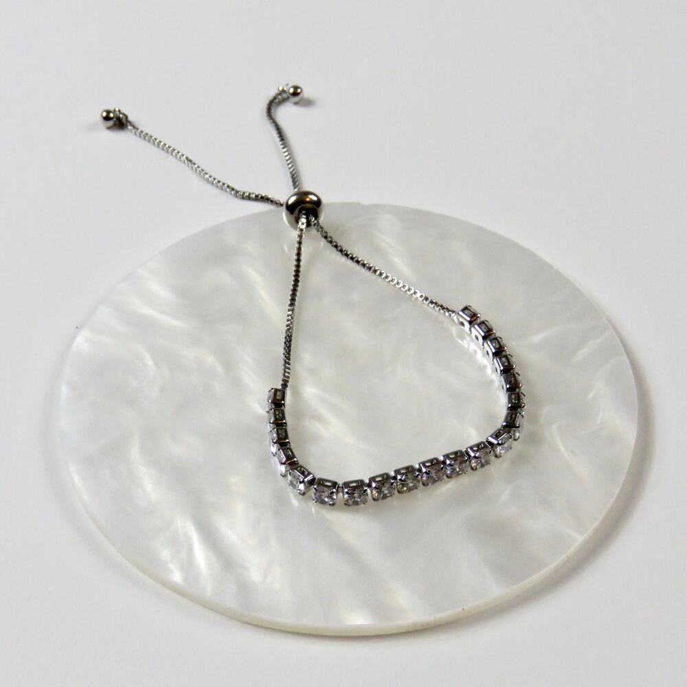 Zales Silver Bracelet with White Stones - Picture 2 of 7